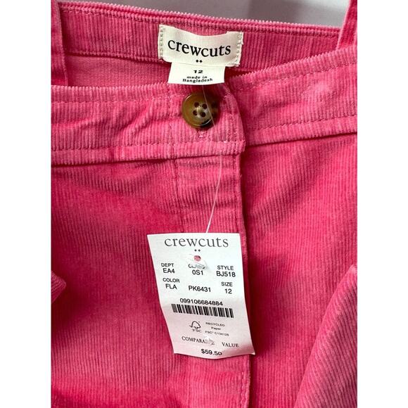 Crewcuts Corduroy Jumper Girls 12 Pink Cotton Stretch Button-Front Wide Straps - Picture 3 of 5
